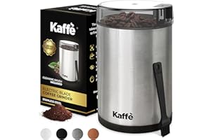KAFFÈ Kaffe Coffee Grinder Electric. Best Coffee Grinders for Home Use. (14 Cup) Easy On/Off w/Cleaning Brush Included. Stainless Steel