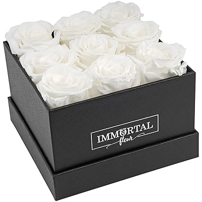 Buy Immortal Fleur Preserved Roses Fresh Real Flowers Arranged In Elegant Square Box Last Over A Year Handmade Gifts For Her Valentine S Day Mother S Day Anniversary Birthday