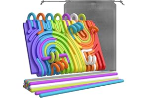 RuRu Monkey Sensory Activity Board, Silicone Fidget Toy for Calming, Stress, Anxiety, ADHD & Autism | Silent, No Mess | Kids 4+ & Adults | Includes Portable Travel Bag & 13 Strings(Rectangular)