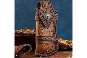 Omesio Pocket Knife Sheath, 5" Horizontal Knife Sheath for Belt, EDC Organizer Folding Knife Leather Sheaths, Small Belt Pouch Holder for Men