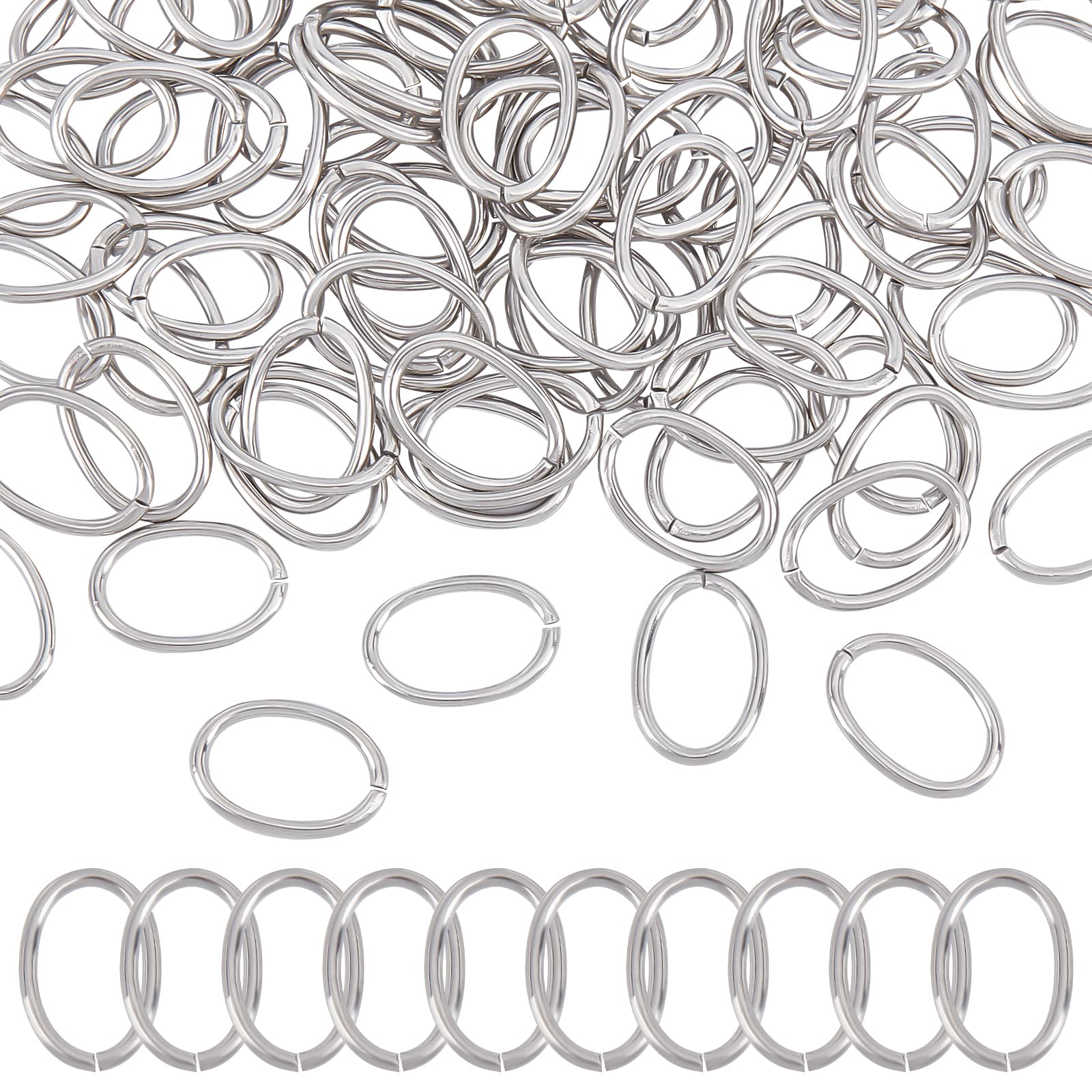 UNICRAFTALE About 100pcs 13mm Oval Close but Unsoldered Jumps Rings 304 Stainless Steel Jump Rings Connectors O Rings for DIY Bracelet Necklaces Jewelry Making Stainless Steel Color