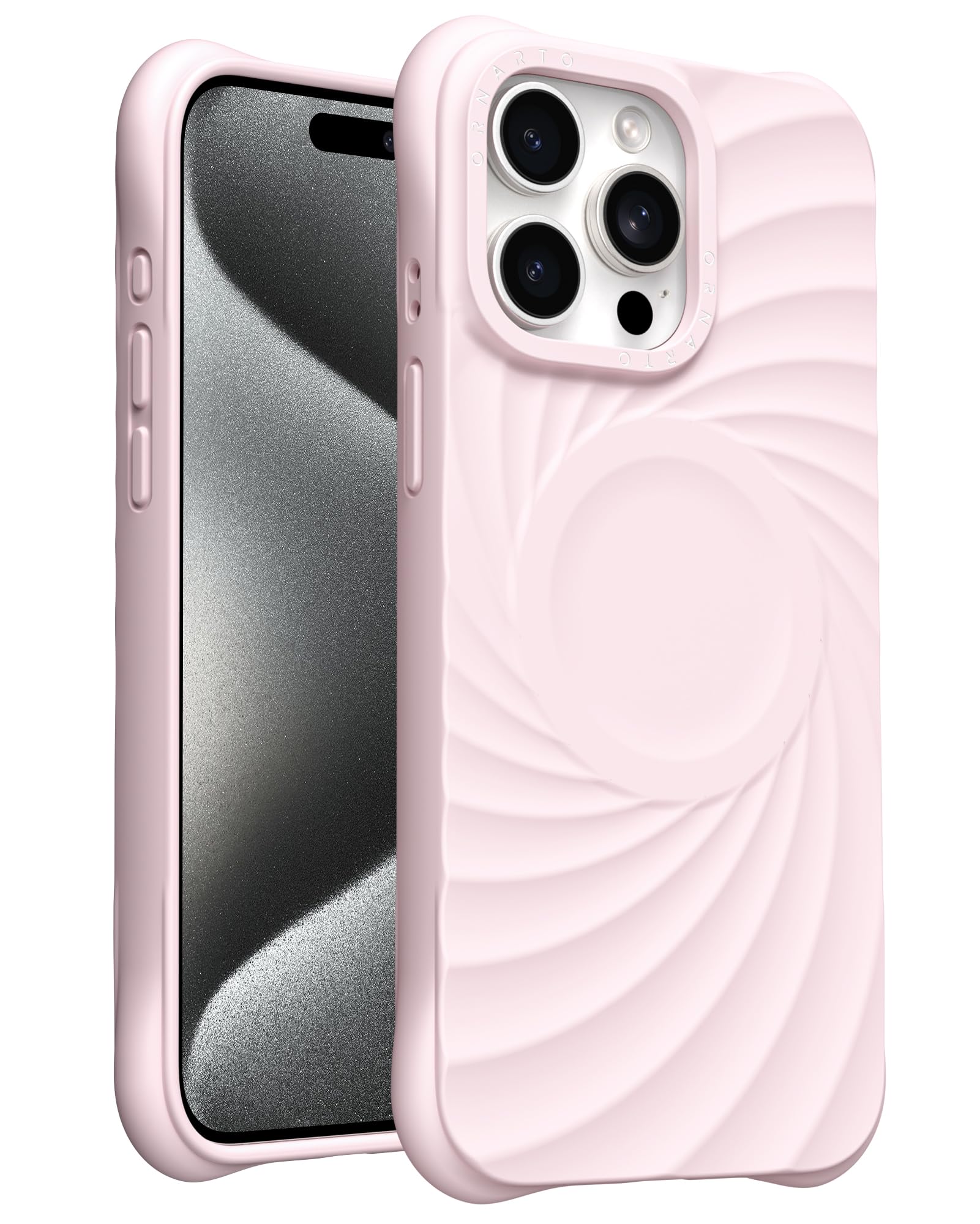 Photo 1 of ORNARTO Vortuxe for iPhone 15 Pro Max Case 6.7" | 2X MIL-STD Drop Protection | Compatible with MagSafe | Sleek Aesthetic Liquid Silicone Phone Cover - Pink Quartz