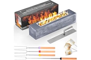 LKCTB Table top Firepit - Ethanol Smokeless Mini Fireplace, Portable for Indoor & Outdoor Use, Includes 4 Roasting Sticks & 1 Burning Cotton