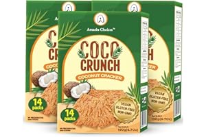 COCO Crunch Coconut Crackers by Amazin Choices – Crispy Plant-Based Coconuts Chips, Premium Snack Treats, Toasted Coconut Cookie Thins – Vegan, Creative Snacks for Adults & Kids, Box of 3 (20.1oz)