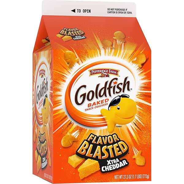GOLDFISH FLAVOR BLASTED XTRA CHEDDAR CHEESE CRACKERS, 27.3 OZ CARTON
