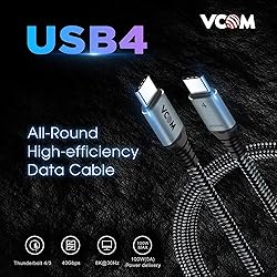 VCOM USB 4 Cable for Thunderbolt 4 Cable 4 FT, 100W