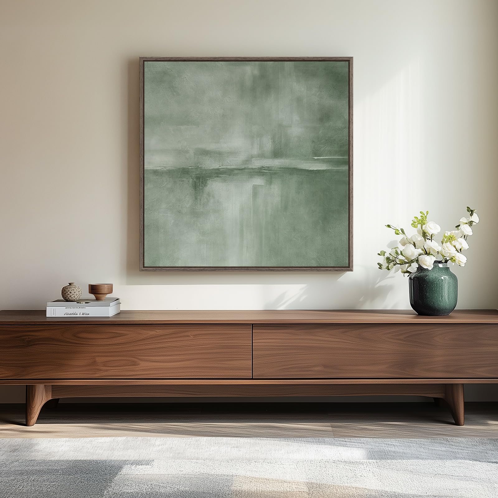 Photo 1 of **MAJOR DAMAGE**
Framed Sage Green Abstract Wall Art, Modern Canvas Prints Artwork for Walls, Square Minimalist All Green Abstract Pictures for Living Room, Hallway, Fireplace, Bedroom, Home Office Wall Decor 30x30 In