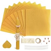 Lacaser Beeswax Candle Making Kit, 10pcs 8"x 8" 100% Beeswax Sheets for Candle Making -Include Bee Ornaments, Lace, Cotton Wicks &amp; Hemp Rope, DIY Candles Making Supplies