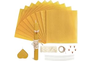 Lacaser Beeswax Candle Making Kit, 10pcs 8"x 8" 100% Beeswax Sheets for Candle Making -Include Bee Ornaments, Lace, Cotton Wicks & Hemp Rope, DIY Candles Making Supplies