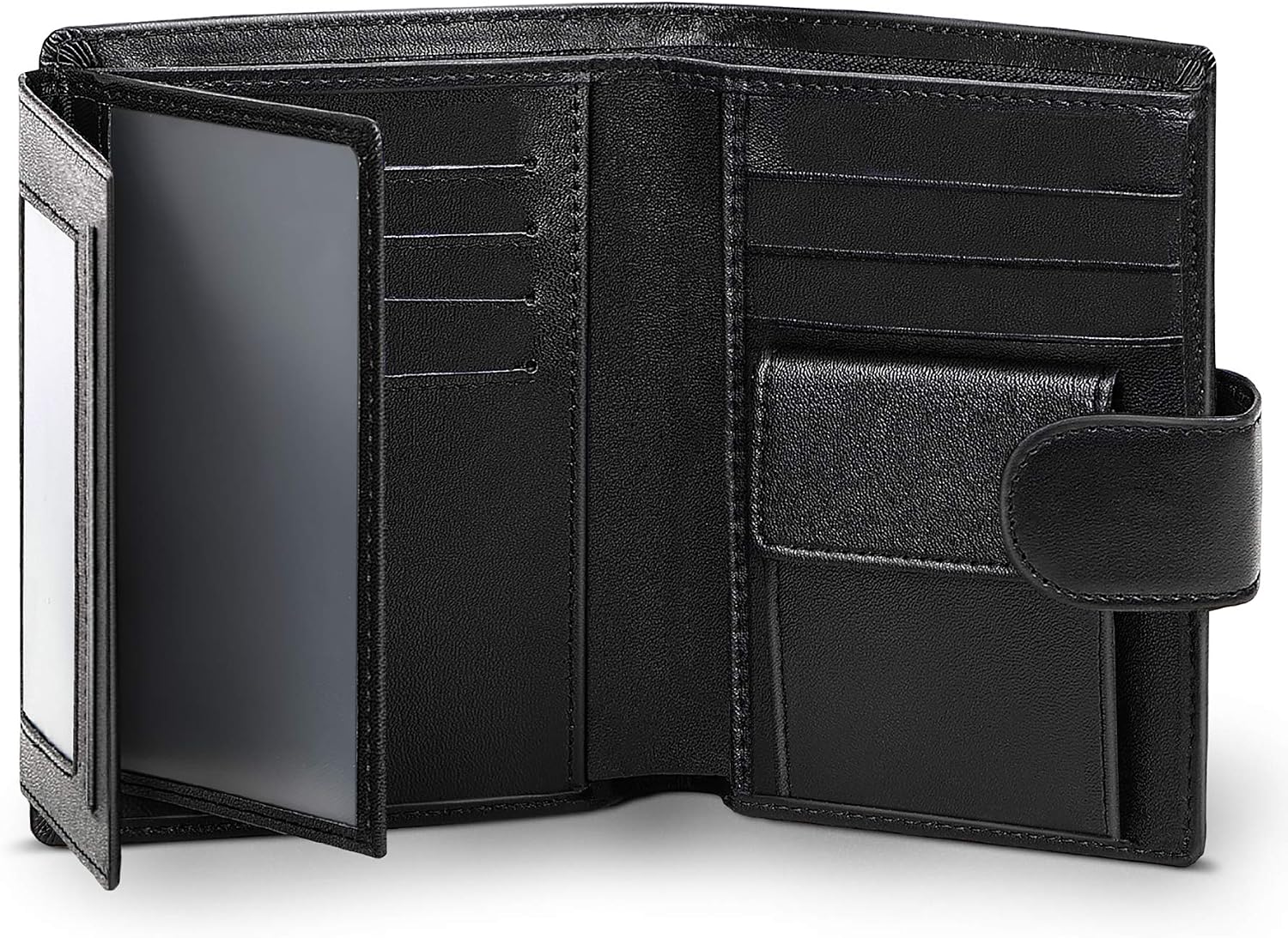 Portefeuille Homme En Cuir Véritable Avec Porte-carte Magnétique - Mince, 8 Emplacements, Compartiment Billets
