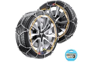 ALLLAKE Tesla Model 3 Snow Chains, Auto-locking Cable Traction Tire Chain, Tesla Accessories 2023 2024, Set of 2