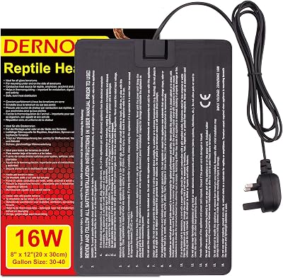 DERNORD Heat Mat Reptile 16W 8x12 inch for Terrarium Bearded Dragon Snake