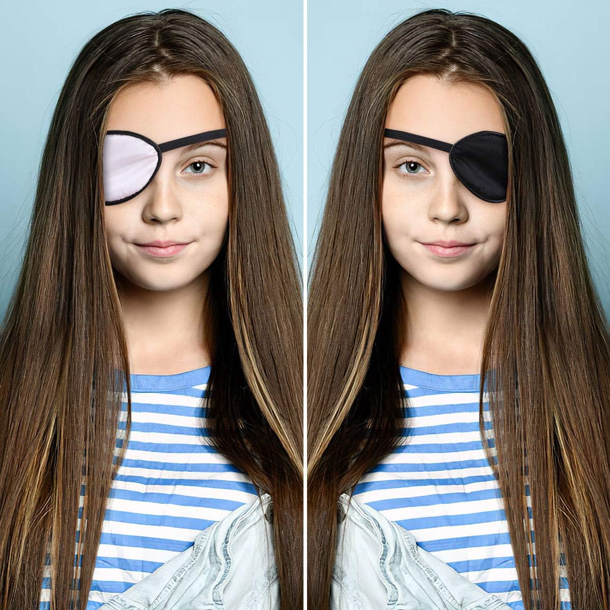 eZAKKA 2 Pieces Eye Patches for Adults Silk Eye Patch Elastic Eyepatche for Lazy Eye Amblyopia Strabismus Black and Pink - Image 3