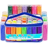 Darice Fuse Beads Kit – 28,000 Assorted Melty Iron Beads Bulk Set with Storage Case - 28 Colors in Reusable Bottles, DIY Art Craft Supplies for Kids Creative Projects Ages 6+