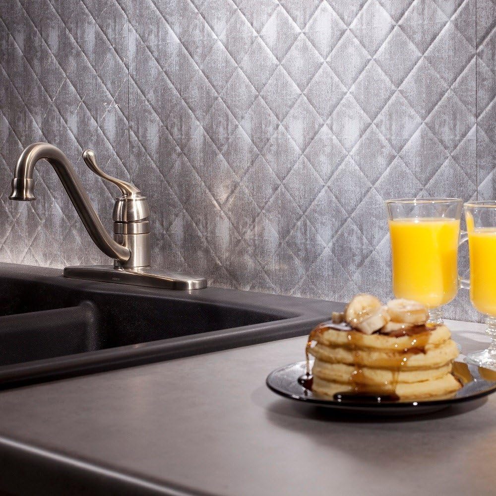 Amazon Com Backsplash Tile Mini Quilted Crosshatch Silver Home Kitchen