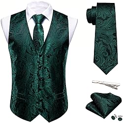 Barry.Wang Formal Men Hunter Green Flower Vest