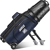 JANUS Golf Travel Bag Hard Case with Foldable Support Legs, Hands-Free Golf Club Travel Bag with 360° Spinner Wheels, ABS Hard Shell, Foldable Design for Airline Travel