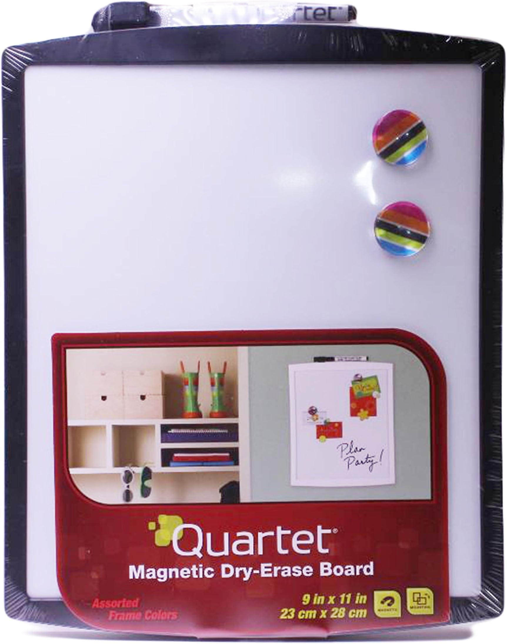 Quartet Magnetic Whiteboard, 9" x 11" Small White Board for Wall, Dry Erase Board for Kids, Perfect for Home Office & Home School Supplies, Dry Erase Marker, Magnets, Black Frame (43085-BK)