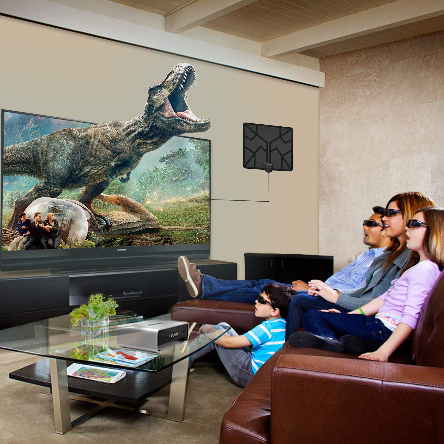 2019 Newest 50 Miles Range HDTV Antenna, TV Antenna Indoor Amplified Digital HD Antenna Free Channels with 4K 1080P High Definition Antenna Signal Booster, Long Coax Cable - High Reception