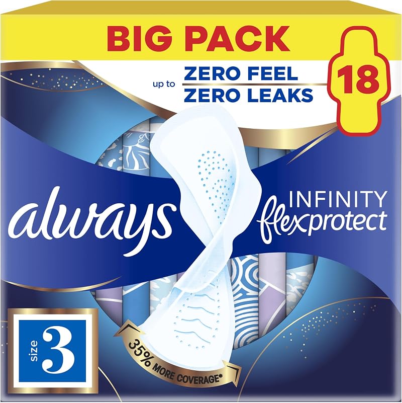 Always Infinity FlexProtect Night Pads Size 3 with Wings 18pk