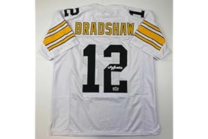 HOFSM.COM HALL OF FAME SPORTS MEMORABILIA Facsimile Autographed Terry Bradshaw Pittsburgh White Reprint Laser Auto Football Jersey Size Men's XL