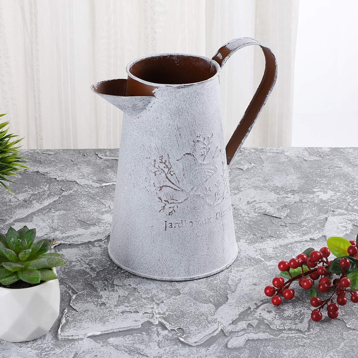 Yardwe Watering Can Metal Flower Vase Pewter Bucket with Handle Vintage Decoration for Garden 17 x 11 x 7 cm - Image 3