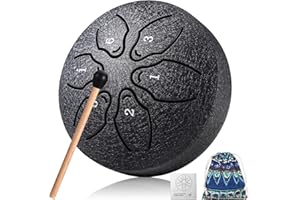 Facmogu Rain Chime Drum, 6 Notes 3 Inches Rain Drum for Outside, Steel Tongue Drum Rain for Outdoor, Mini Sound Healing Drum 