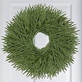 JDKPK 26 Inch Large Wreaths for Front Door, Artificial Spring Green Pine Wreath for Indoor Outdoor Table Wall Window Porch Farmhouse Home Winter Hanging Decor