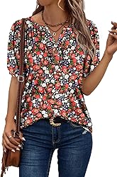 KISSMODA Women's Tunic Tops Casual V Neck Short