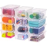 IRIS USA 12-Pack 7 Qt Storage Bins with Lids, Clear, Stackable | Ideal for shoes, crafts, office supplies and pantry items, nestable design, transparent design makes contents easy to find