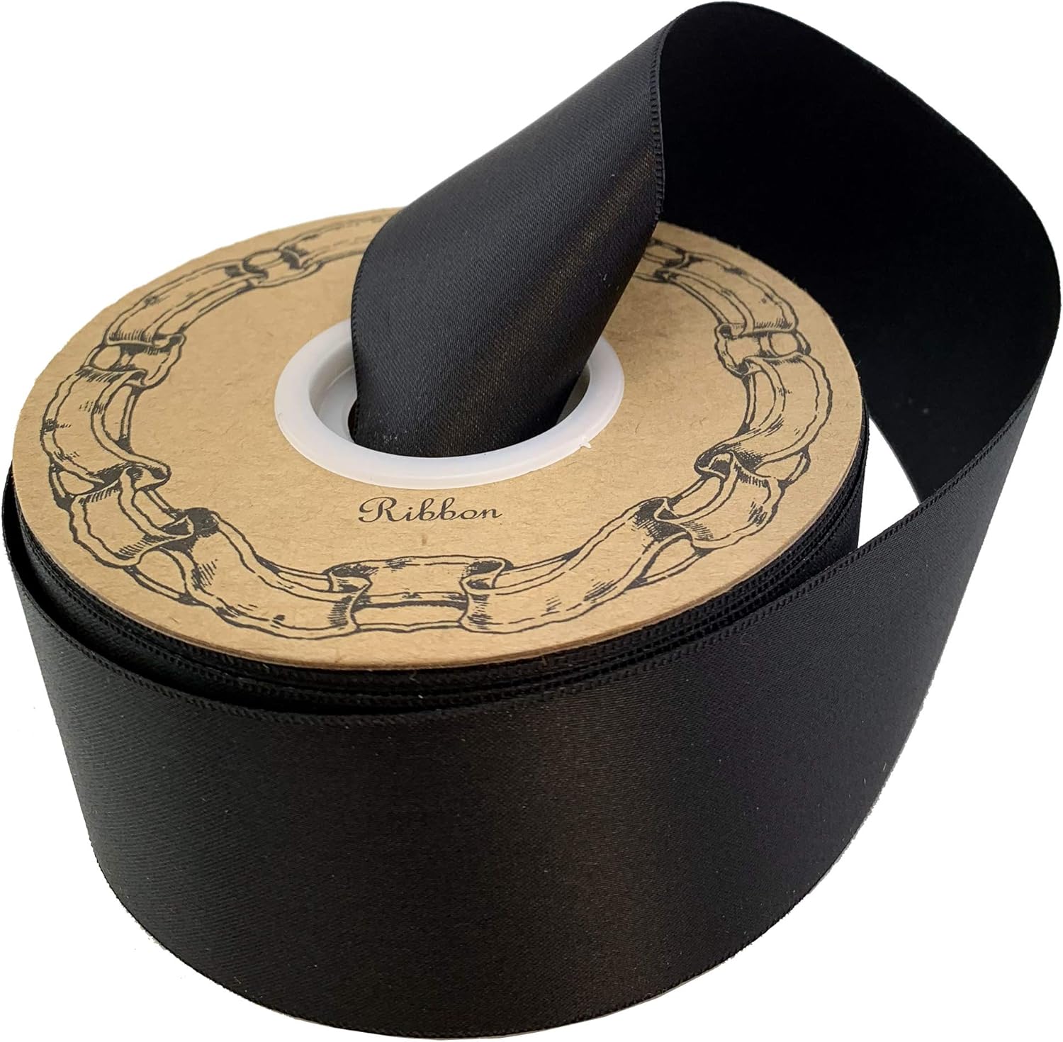 Bows & Ribbons - Black Satin Fabric Halloween Ribbon - 2