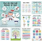 Bible Posters for Kids Classroom, Thick Laminated Sunday School Decorations | Books of the Bible Verse Poster, 10 Commandments, Fruits of the Spirit &amp; More, Christian Study Home Wall Decor 9PCS 11x14in