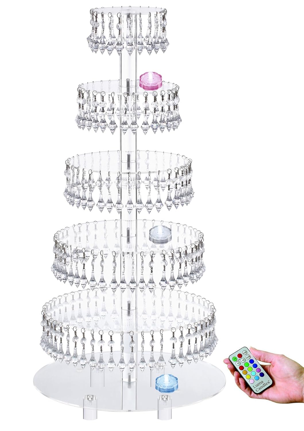 PreInstalled Crystal Beads6 Tier Acrylic Cupcake Tower