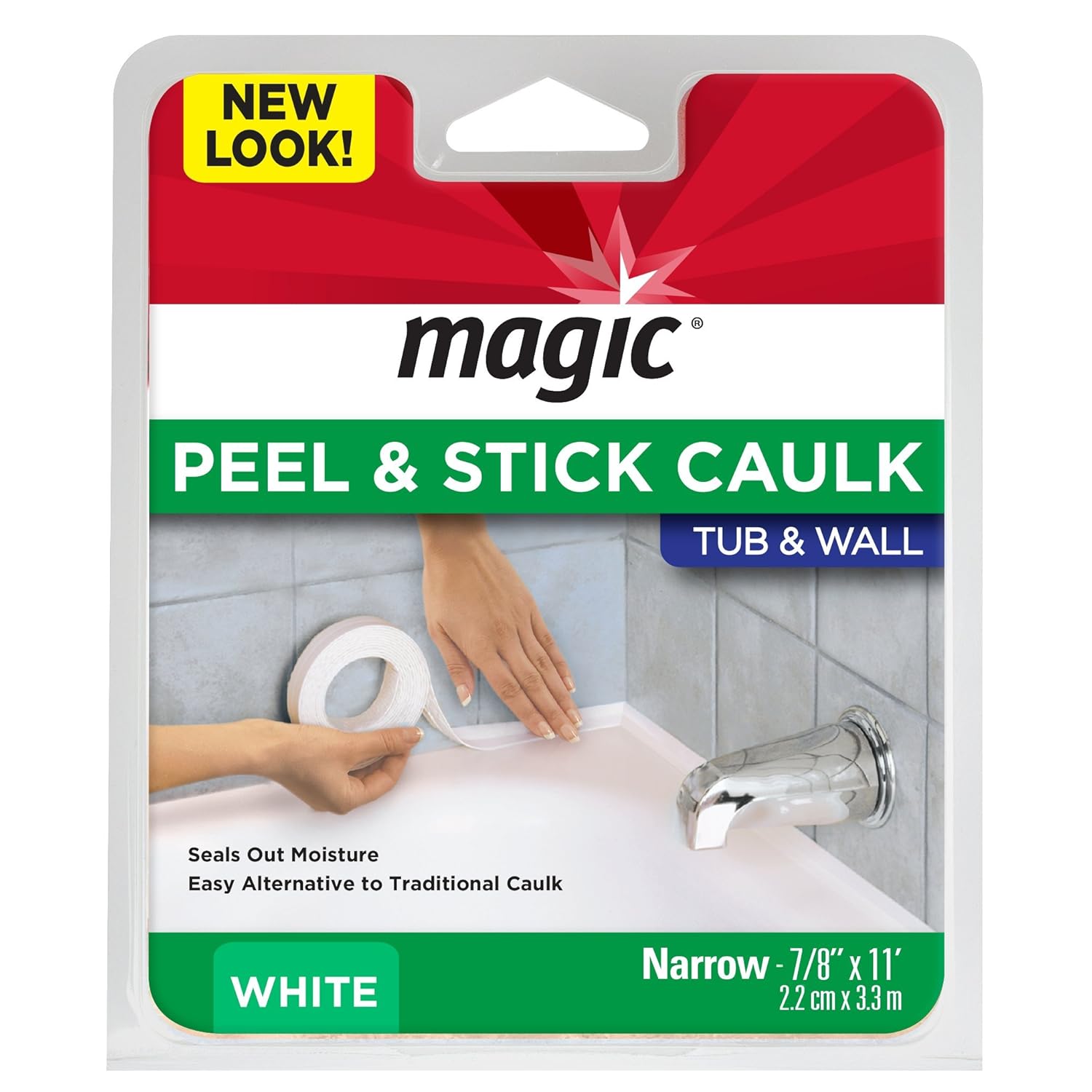 Bathtub & Wall Peel Caulk Strip Tight Seal Moisture/Mold/Mildew