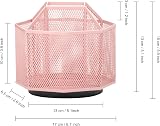 EXERZ Desk Organiser 360° Rotation 5 Compartments Light Pink Pen Holder view 2