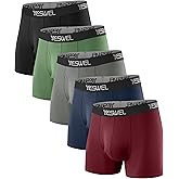 YESWEL Modal Underwear Men 5 Pack Breathable Boxer Briefs with Open Fly, Moisture Wicking Boxers Trunks Multipack