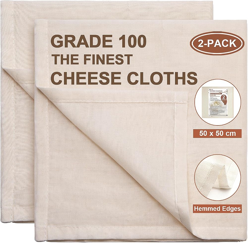 eFond 2-Pack Cheese Cloths 50x50cm Ultra Fine Grade 100 Unbleached Cotton