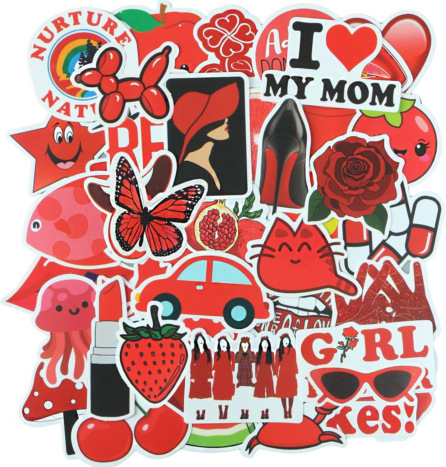 Amazon Com Yamiow 50 Pcs Red Cute Vsco Beach Waterproof Vinyl