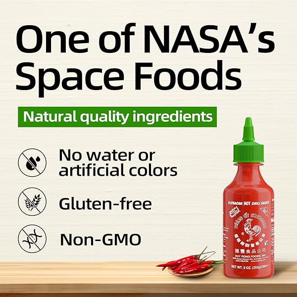 THE ORIGINAL HUY FONG SRIRACHA, 9 OZ ROOSTER SRIRACHA CHILI SAUCE, SPICY FLAVOR HOT SAUCE W/CHILI PEPPER, SRIRACHA CHILI PASTE FOR TACOS，HOTDOGS, BURGERS, SOUPS, 1-PACK