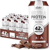 Slate Milk Chocolate Ultra 42g High Protein Milk Shake (12 Cans) | 42g Protein, 1g Sugar, 190 Calories - Real Ultra Filtered Milk, Low Carb, Lactose Free, Breakfast Boost, Post-Workout, 15 oz