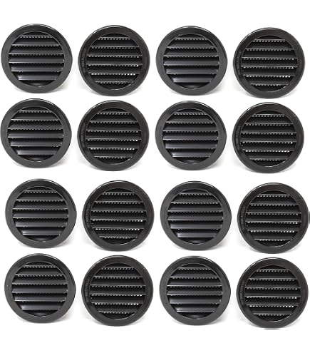 4-Pack Air Vent Covers – Black Painted Stainless Steel Soffit Louver Grilles, Weatherproof With Fine Mesh, For Exhaust Fans, Bathroom, Kitchen, Attic (70mm–200mm)
