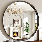 48 Inch Round Bathroom Mirror - Wall Mounted Circle Mirror with Metal Frame, Modern Mirror Suitable for Bathroom, Vanity, Ent