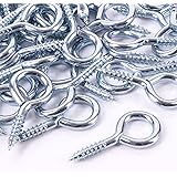 White HingeLimited Pack of 50 Metal 55mm Screw Eyes - Heavy Duty Loop/Vine/Hoop/Frame Eye Hooks