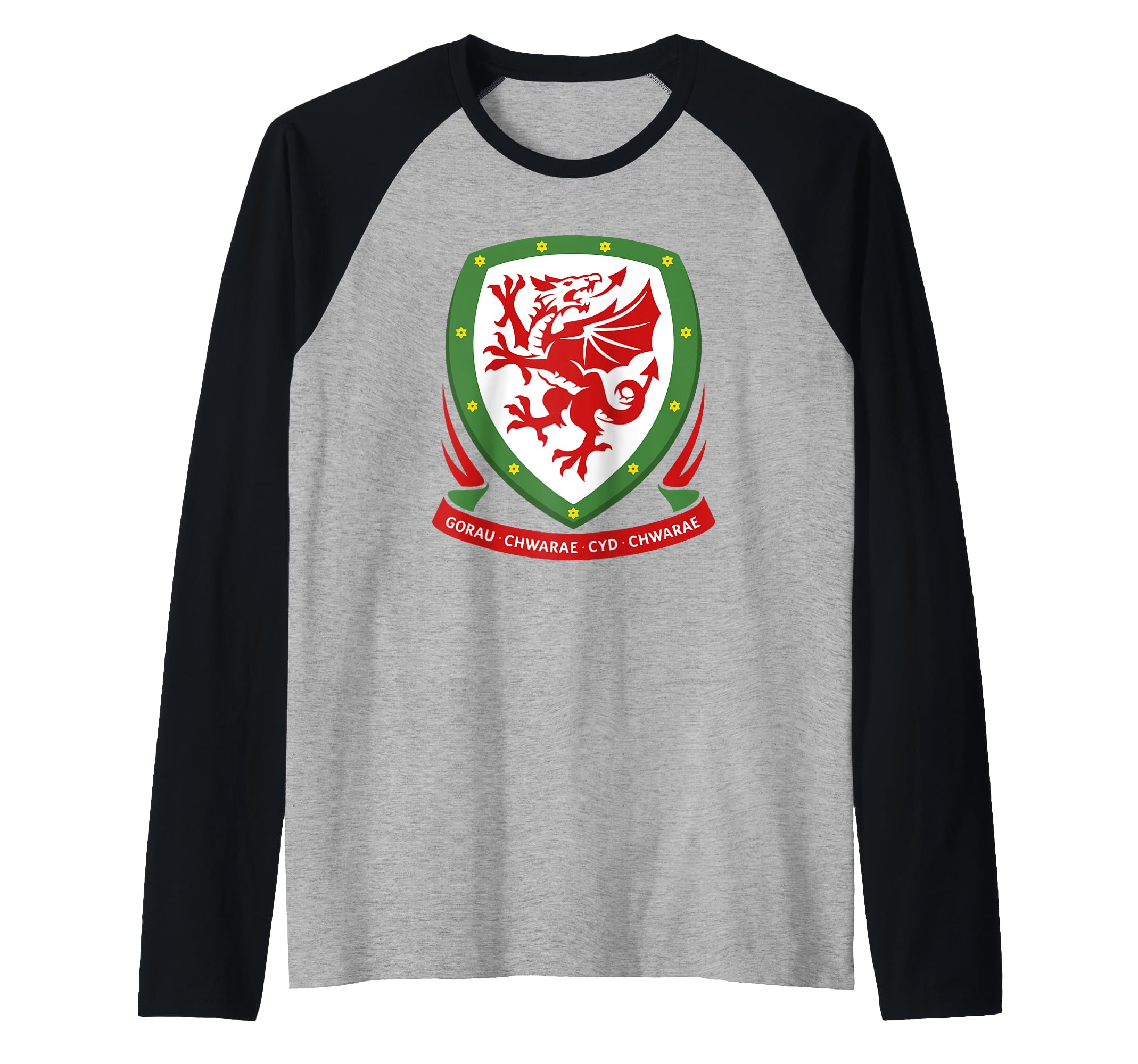 Trendy Dragon Crest Raglan Baseball Tee