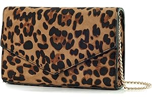 HOXIS Leopard Print Envelope Evening Clutch Women Chain Shoulder Bag