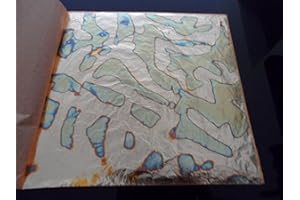 JINRUISI Variegated Gold Foil Leaf 50 Sheets Booklet Colorful Imitation Gold Leaf Gilding Craft Decoration Art (Earthworm Pattern Gold)