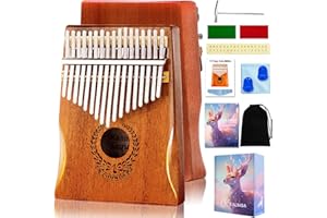 LAQULA Kalimba 17 Keys Thumb Piano - Portable Mbira Sanza Finger Piano Professional Musical Instrument Marimbas with Study Instruction, Tuning Hammer Gift for Kids Adults Beginners