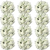 Tigeen 12 Bundles Rose Artificial Flowers Artificial Rose Silk Faux Flowers Fake Silk Hydrangea Bouquet for Tables Vase Wedding Decorations Flower Arrangements