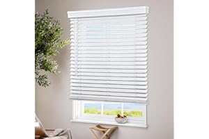 LazBlinds Cordless Faux Wood Blinds with Crown Valance, Room Darkening & Light Control, 2 Inch Horizontal Window Blinds, Blin