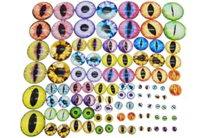 Julie Wang 180PCS Assorted 9Sizes Dragon Eyes Flatback Glass Cabochons for Jewelry Making, Sculpture, DIY Craft Art, Fantasy Model Projects 6mm 8mm 10mm 12mm 15mm 18mm 20mm 25mm 30mm